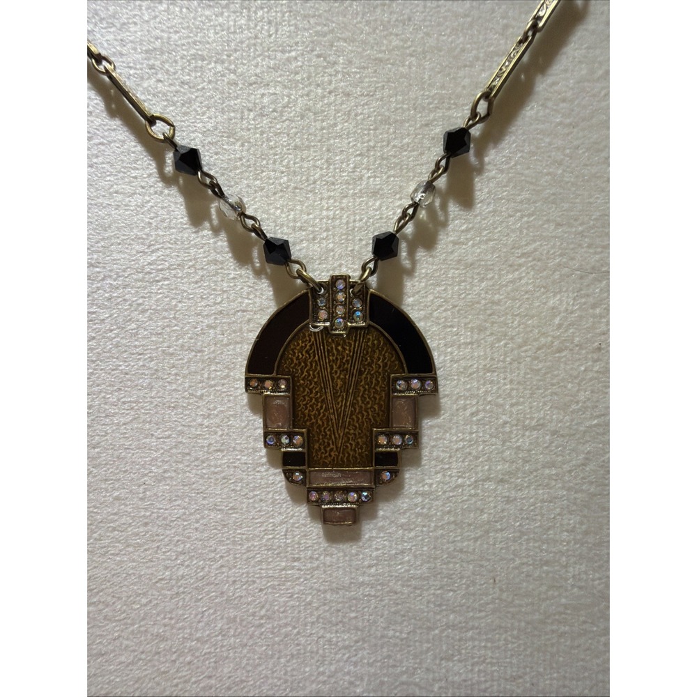 SWEET ROMANCE USA- Art Deco Revival Enameled 22" Necklace